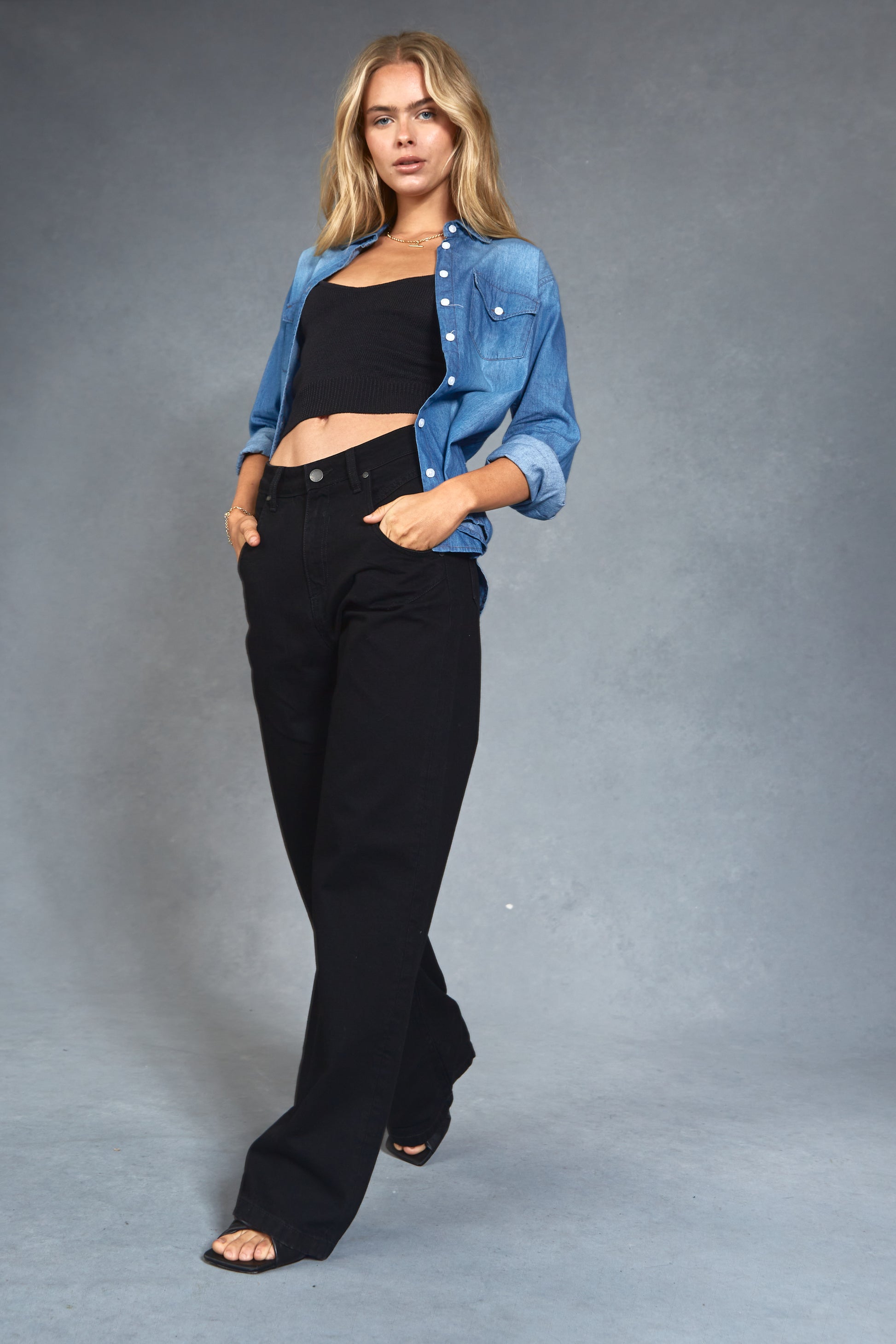 Ella Baggie Black Jeans | DRICOPER DENIM