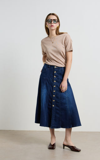 Gabby Indigo Blue Flare Skirt