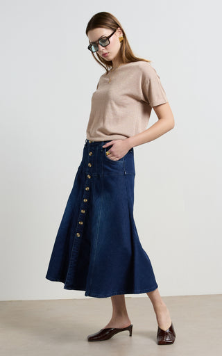 Gabby Indigo Blue Flare Skirt