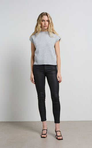 Lauren Mid Rise Coated Black Jeans