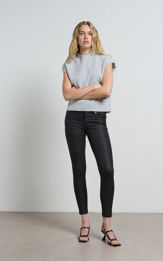 Lauren Mid Rise Coated Black Jeans