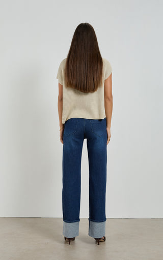 Lina Mid Rise Indigo Straight Leg Jeans