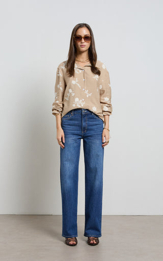 Lina Mid Rise Pacific Straight Leg Jeans