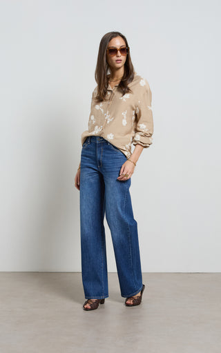 Lina Mid Rise Pacific Straight Leg Jeans
