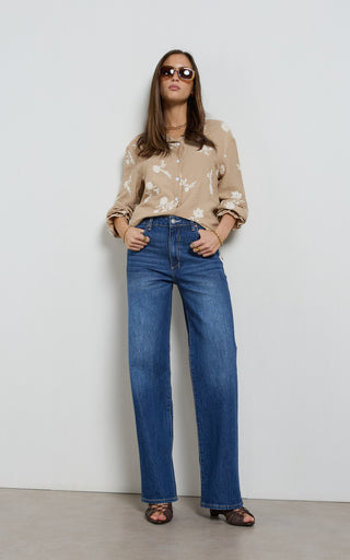 Lina Mid Rise Pacific Straight Leg Jeans