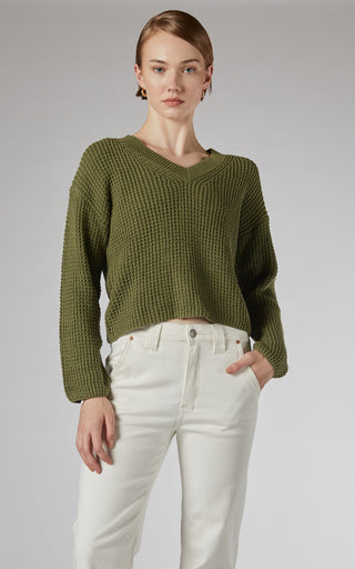 Lulu Khaki Cotton Sweater | DRICOPER DENIM