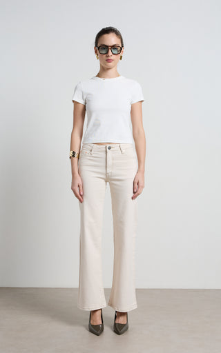 Marrie Cream Wide Leg Jeans