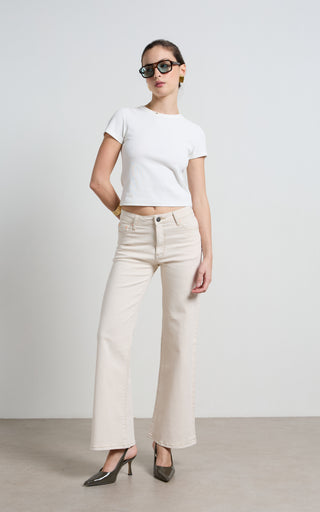 Marrie Cream Wide Leg Jeans