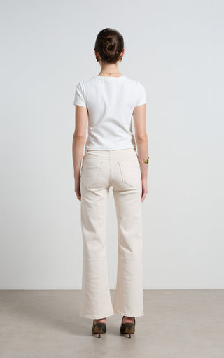 Marrie Cream Wide Leg Jeans