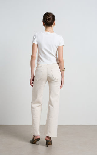 Marrie Cream Wide Leg Jeans