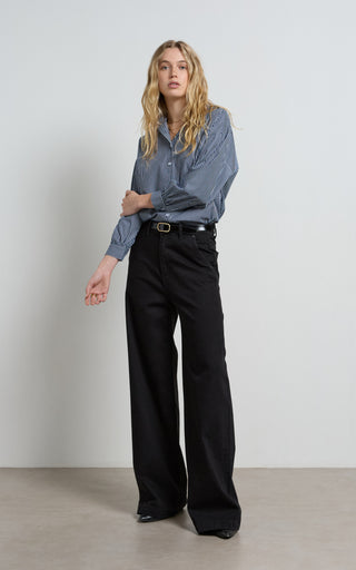 Mila Black Mid Rise Palazzo Jeans