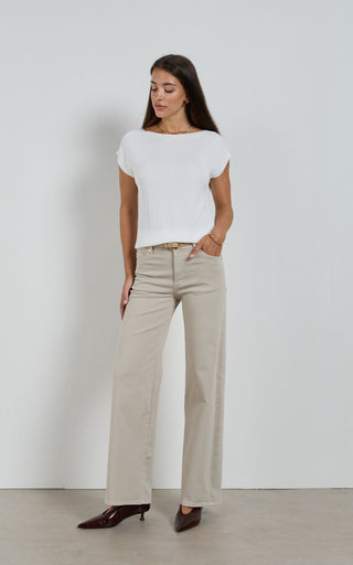 Molly Mid Rise Straight Leg Beige Jeans