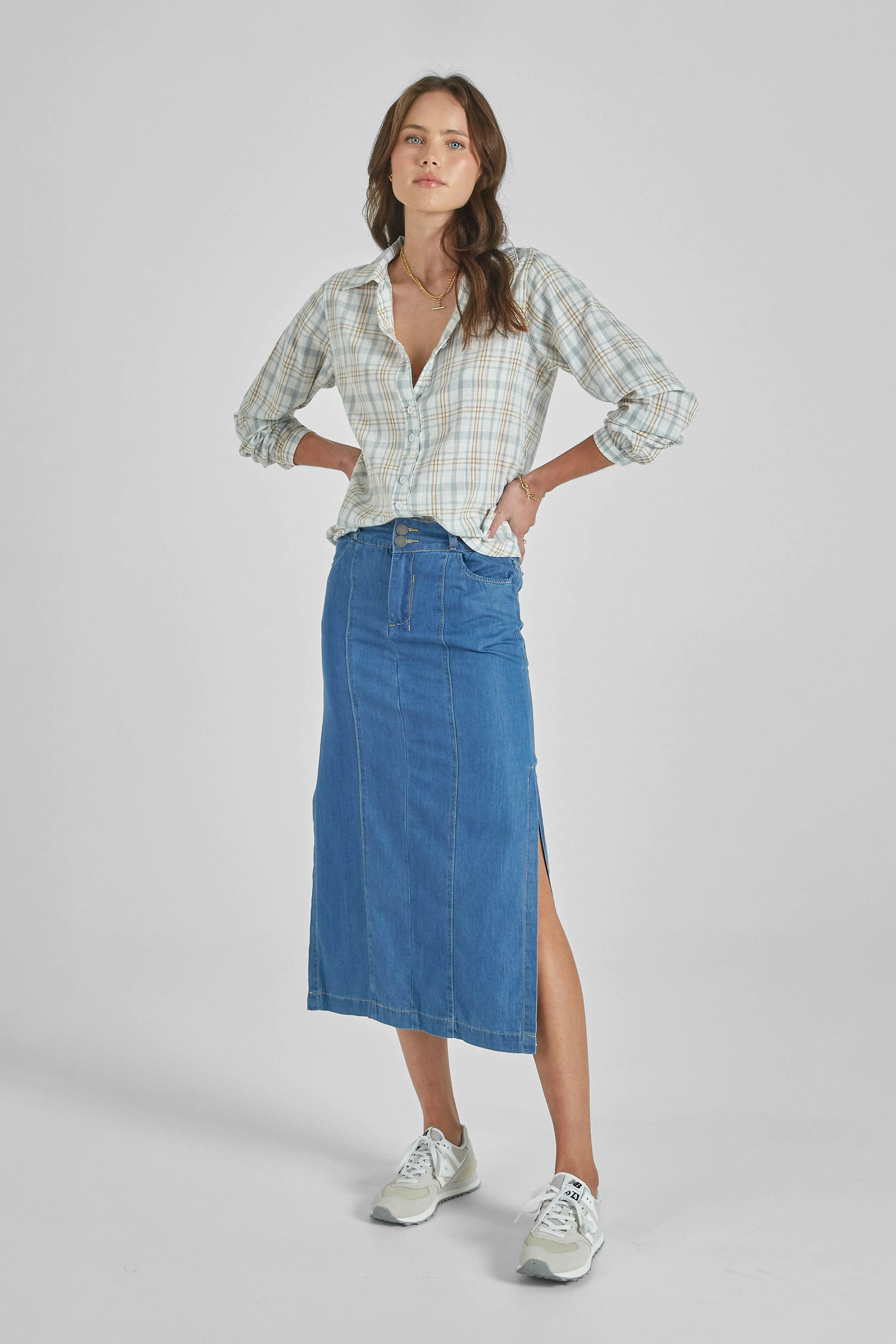 Mona Rodeo Blue Tencel Skirt DRICOPER DENIM - Main Image