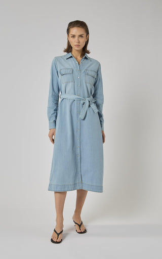 naia denim dress The Naia Denim Midi Dress Off White / Small