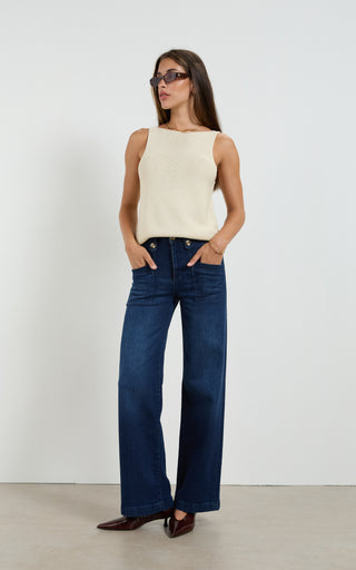 Sherry Indigo Long Wide Straight Leg Jeans