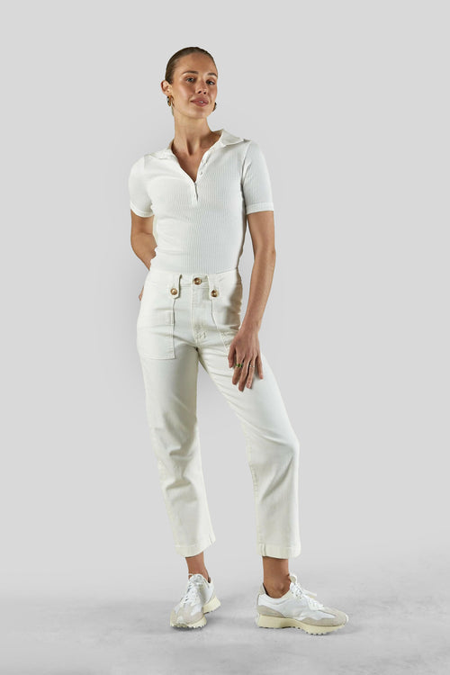 Stella Stretch High Waisted Ivory Trouser