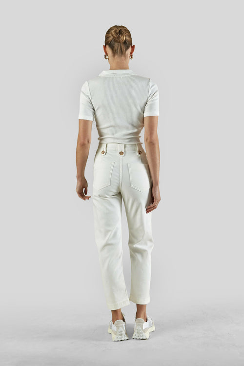 Stella Stretch High Waisted Ivory Trouser