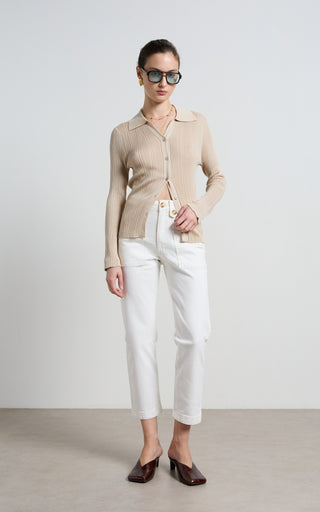 Stella Stretch High Waisted Ivory Trouser