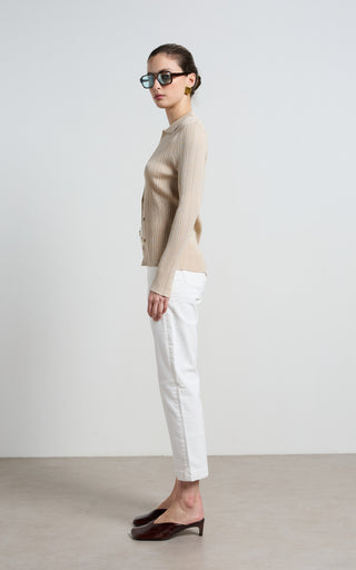 Stella Stretch High Waisted Ivory Trouser