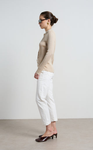 Stella Stretch High Waisted Ivory Trouser