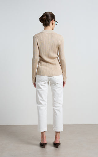 Stella Stretch High Waisted Ivory Trouser