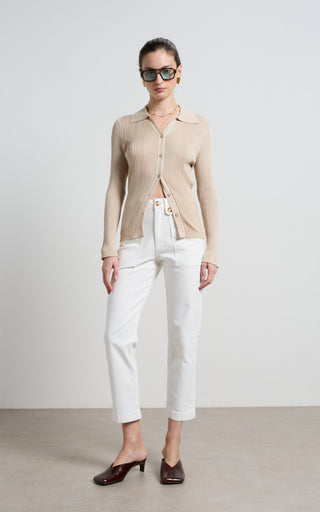 Stella Stretch High Waisted Ivory Trouser