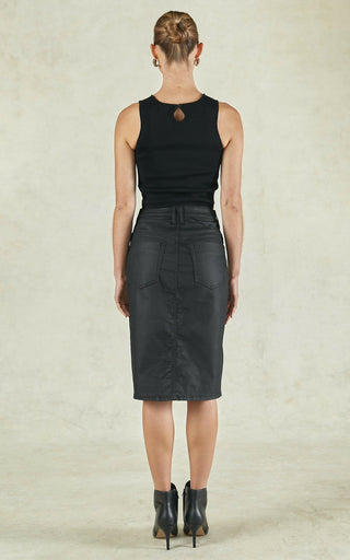 Worn High Waisted Coated Revival Denim Skirt | DRICOPER DENIM