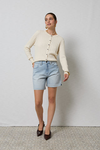 Zola Coastal Blue Long Denim Shorts