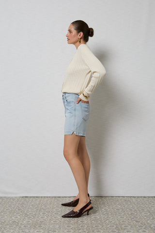 Zola Coastal Blue Long Denim Shorts
