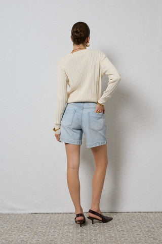 Zola Coastal Blue Long Denim Shorts