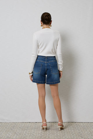 Zola Rinse Wash Long Denim Shorts