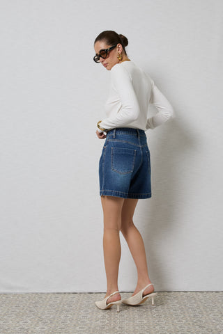 Zola Rinse Wash Long Denim Shorts