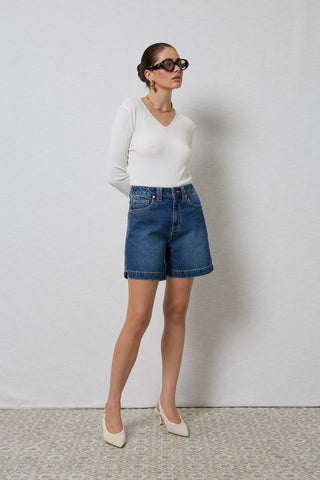 Zola Rinse Wash Long Denim Shorts  DRICOPER DENIM Shorts.