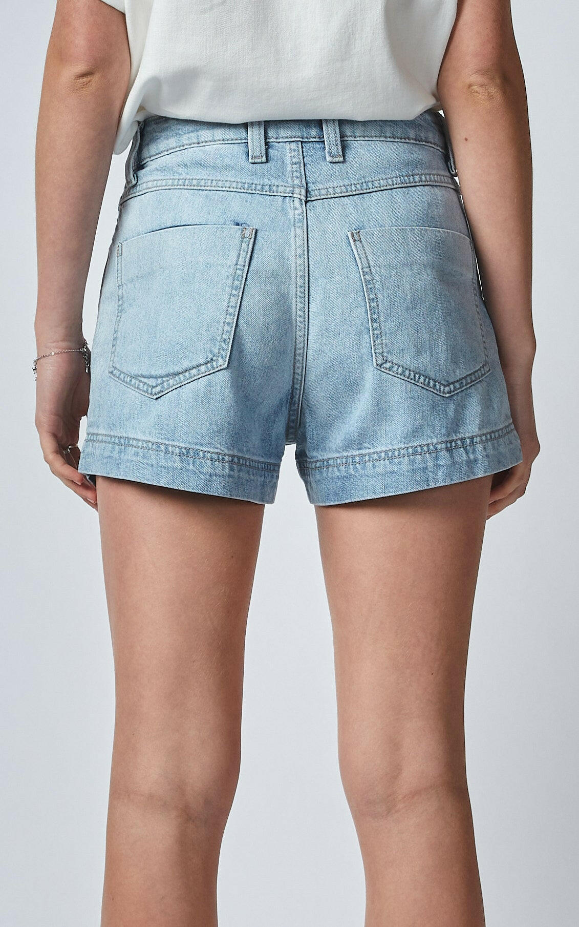 bleached denim shorts