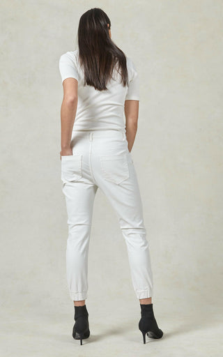 Coated Denim Cuffed White Jeans | DRICOPER DENIM