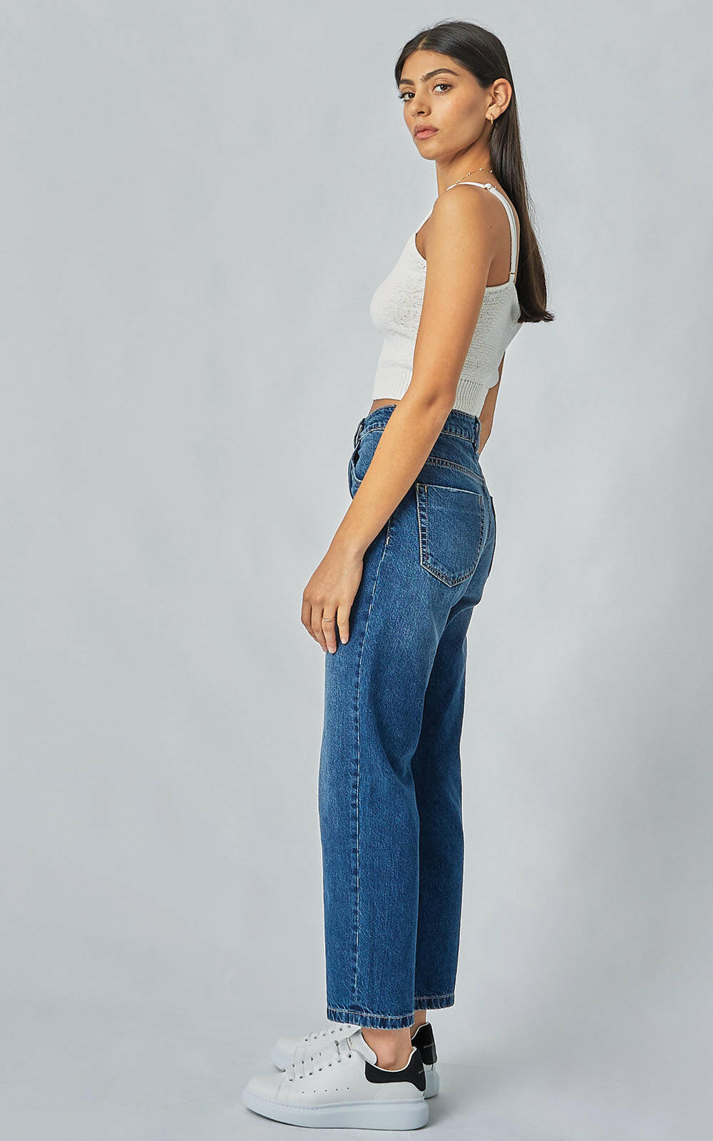 Evie Wide Leg Blur Blue Denim Jeans | DRICOPER DENIM