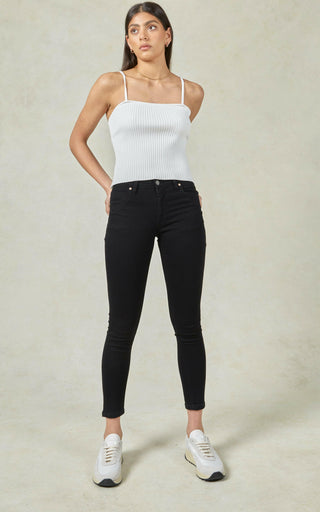 Lauren Mid Rise Black Jeans | DRICOPER DENIM