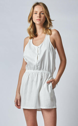 Oria Sporty White Linen Denim Dress  DRICOPER DENIM DRESS.