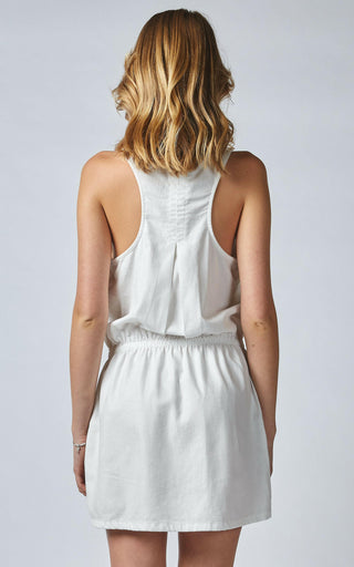 Oria Sporty White Linen Denim Dress  DRICOPER DENIM DRESS.