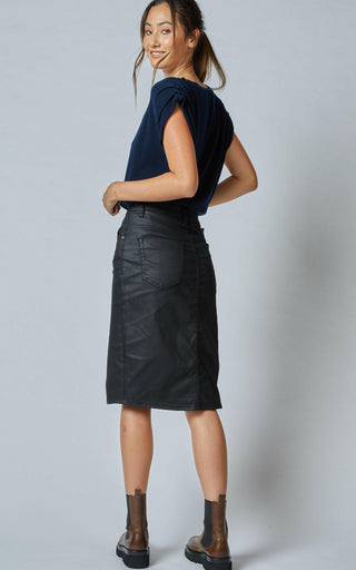 Worn High Waisted Coated Revival Denim Skirt | DRICOPER DENIM
